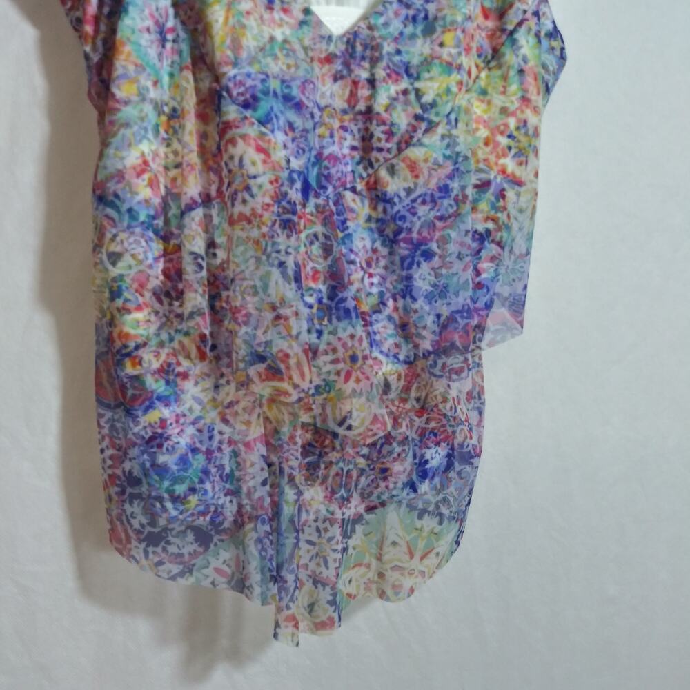 Sunsets Multicolor Tiered Ruffle Tankini Top Swim Size 36 DD - Picture 3 of 7